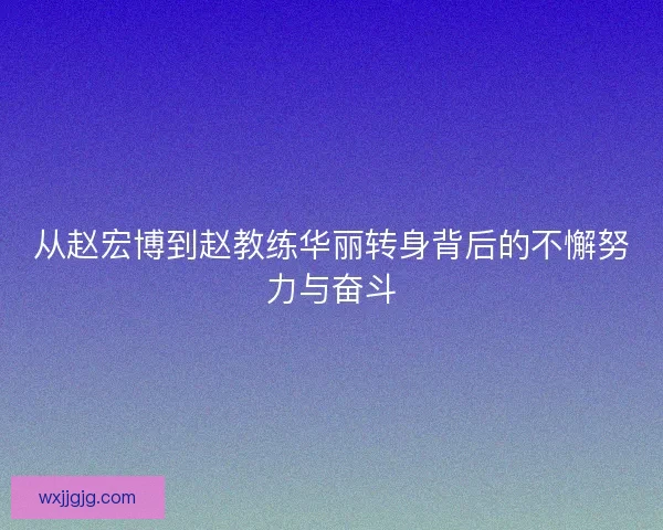 从赵宏博到赵教练华丽转身背后的不懈努力与奋斗